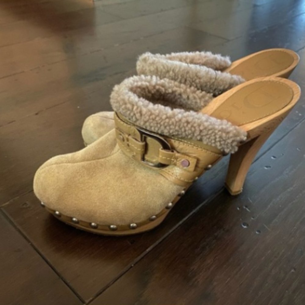 Christian Dior Shearing Suede Heeled Clogs 37